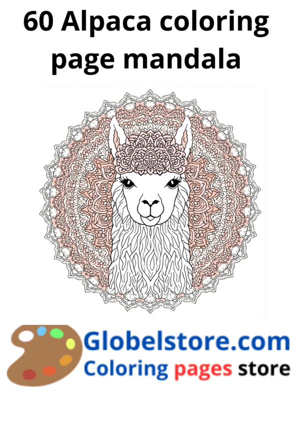 Alpaca Coloring Page Mandala