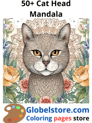 Mandala cat coloring pages