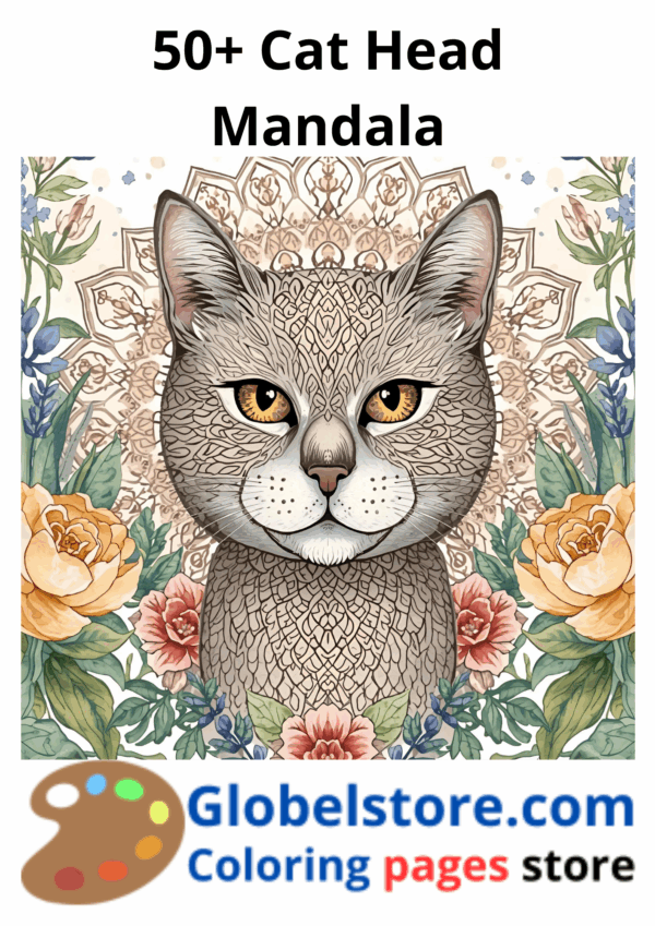 Mandala cat coloring pages